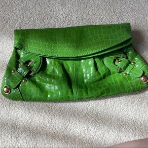 Faux Crocodile Bright Green Clutch